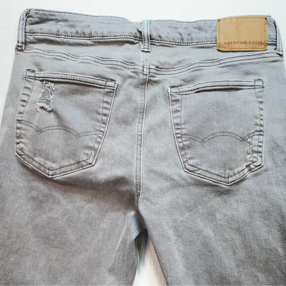 American Eagle Men Airflex+ Slim Jeans Size 33x32 Gray Distressed Casual Classic - Picture 8 of 10